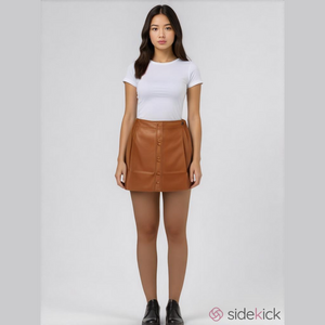 Lulus Brown Vegan Leather Mini Skirt in Size Medium. New with Tags